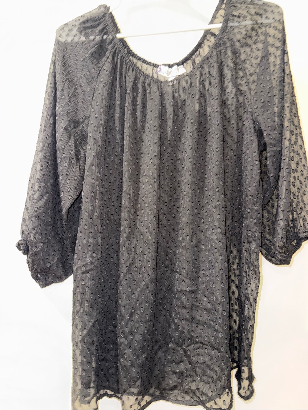 Jennifer Lopez Black Sheer Swiss Dot Tunic